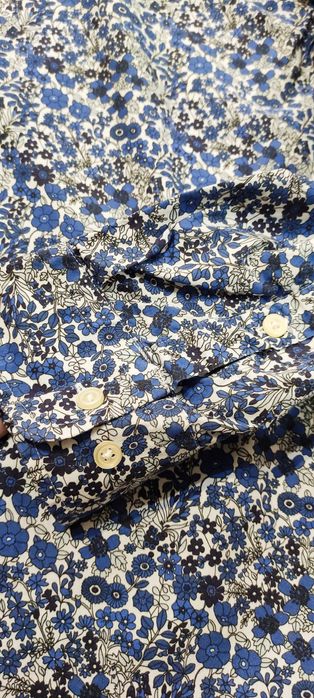 Koszula męska Knowledge Cotton Apparel niebieska kwiaty bawełna