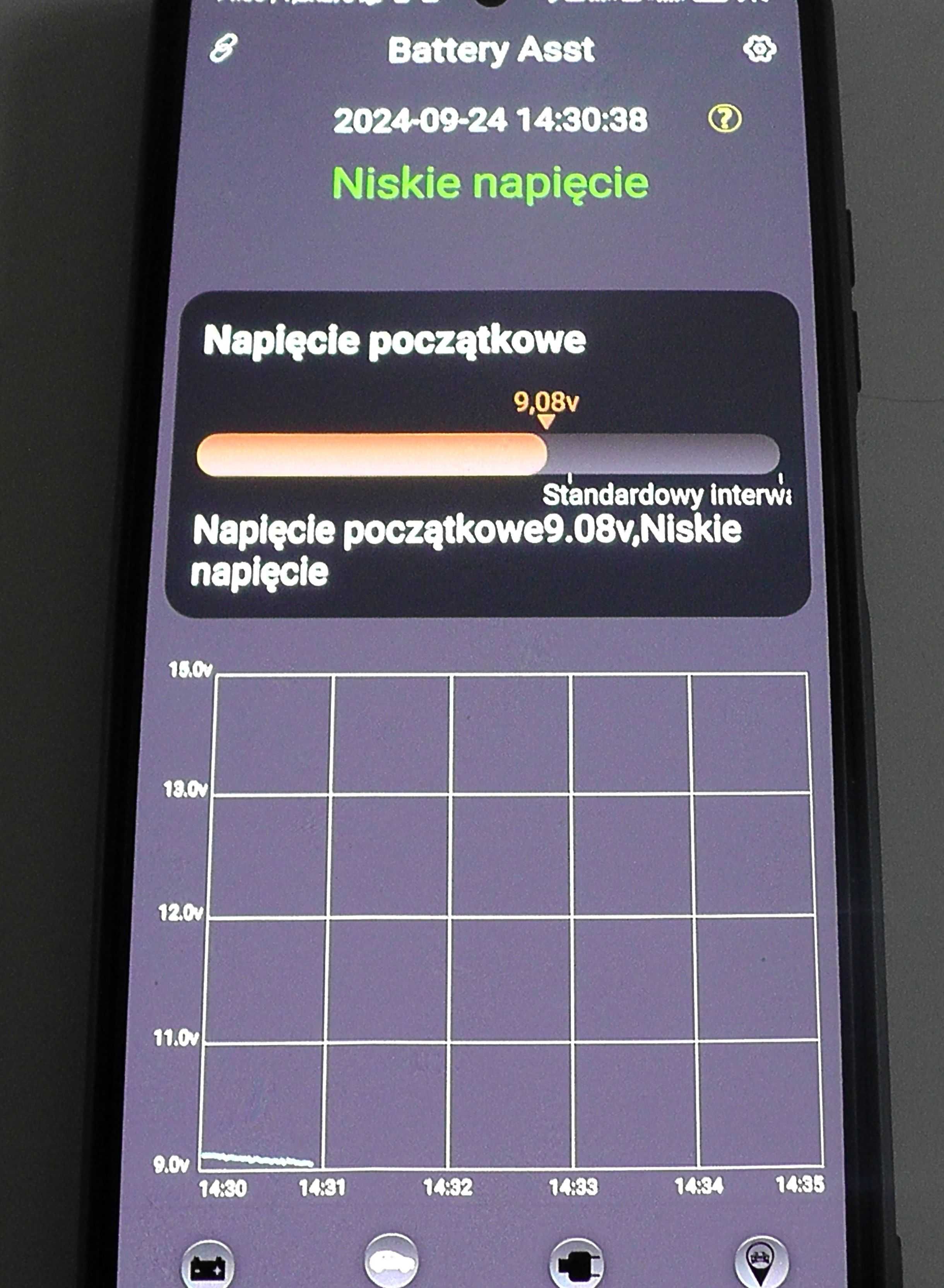 Tester monitor akumulatorów bluetooth 6-20V na smartfonie