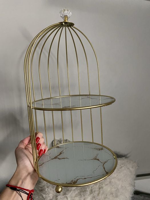 Złoty organizer na kosmetyki, łazienkowy, półka glamour