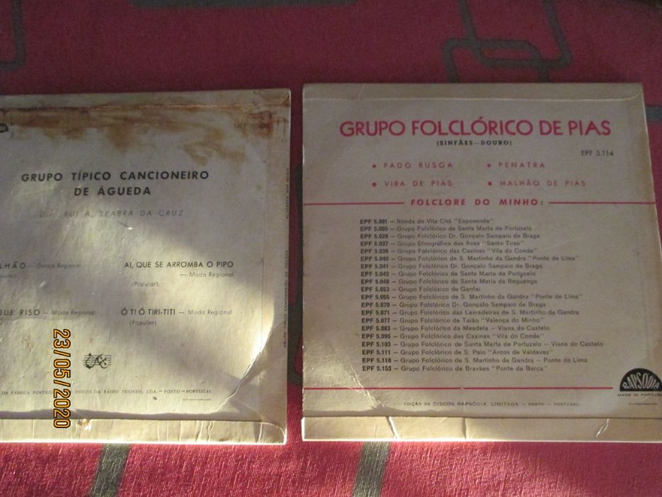 2 discos de vinil 45rpm de ranchos folcloricos