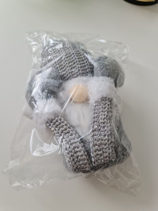 Skrzat krasnal Świąteczny gnom 46,5cm szary nowy