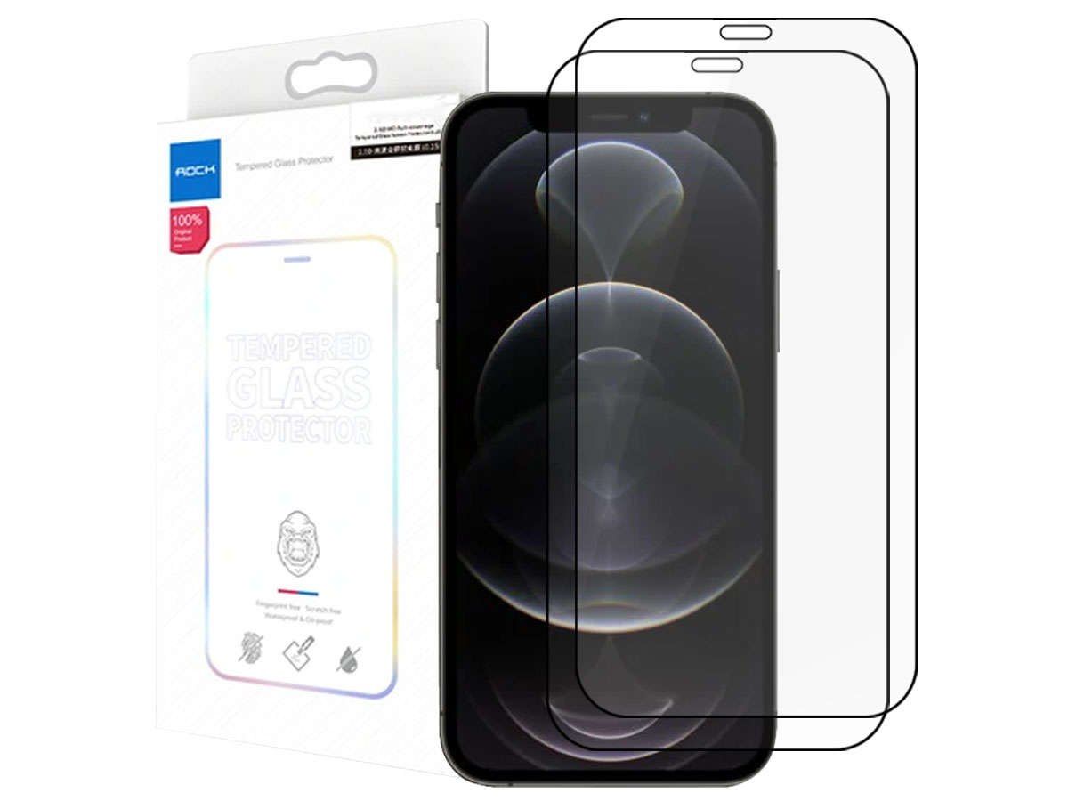 Szkło hartowane Full Glue x2 Rock do Apple iPhone 12/ 12 Pro czarne
