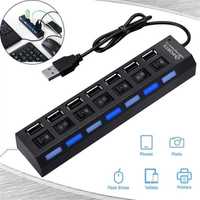 Концентратор USB 2.0 HUB 7 портов с выключателями.