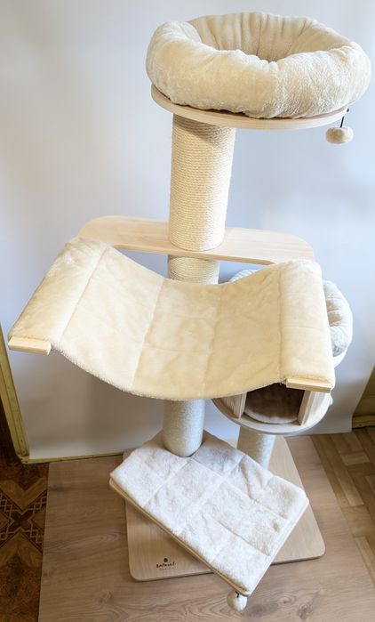 Natural Paradise Drapak dla Kota Magnolia XL Kremowy 175cm Domek Plus