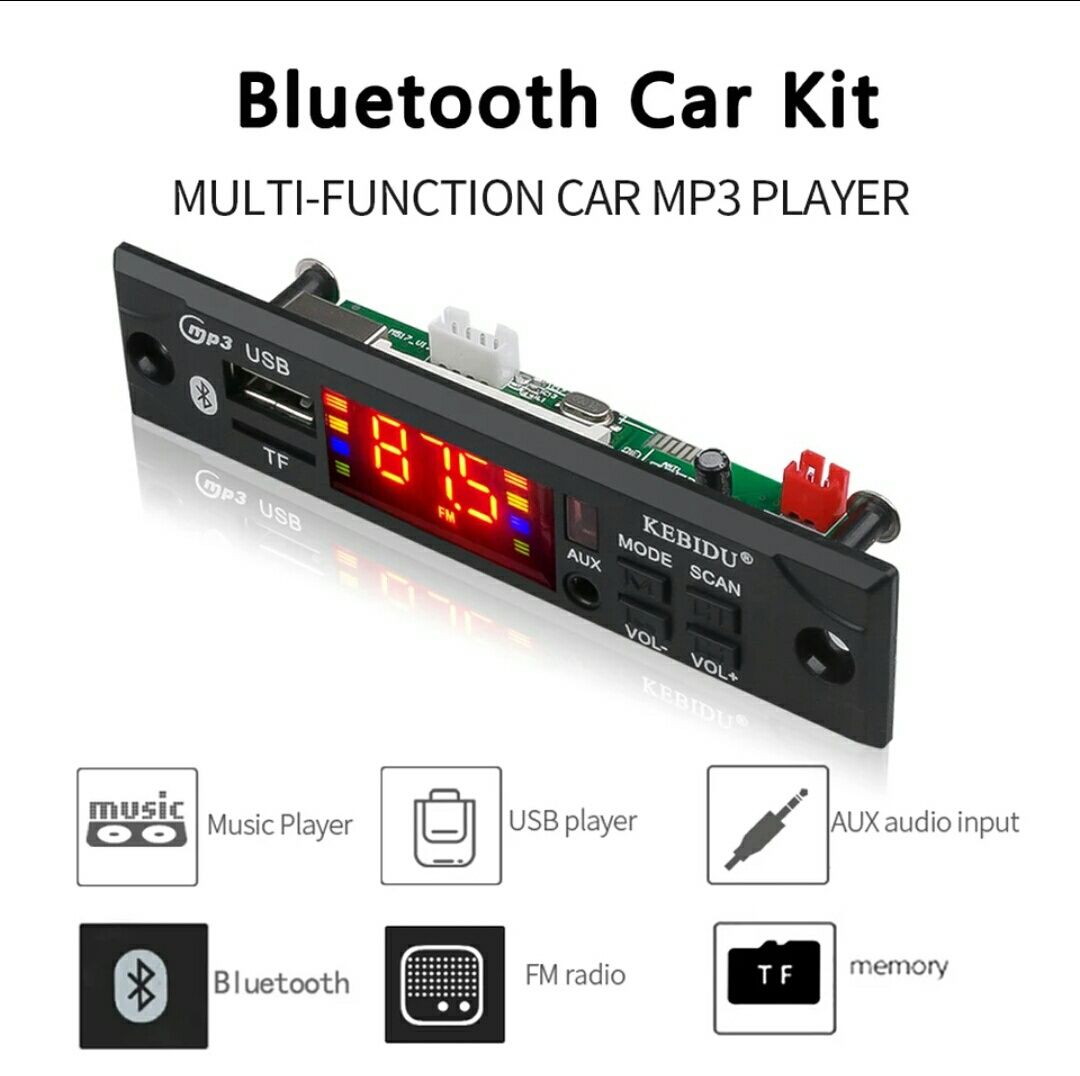 Аудио модуль. Декодер mp3. беспроводной Bluetooth. fm, AUX, USB, TF