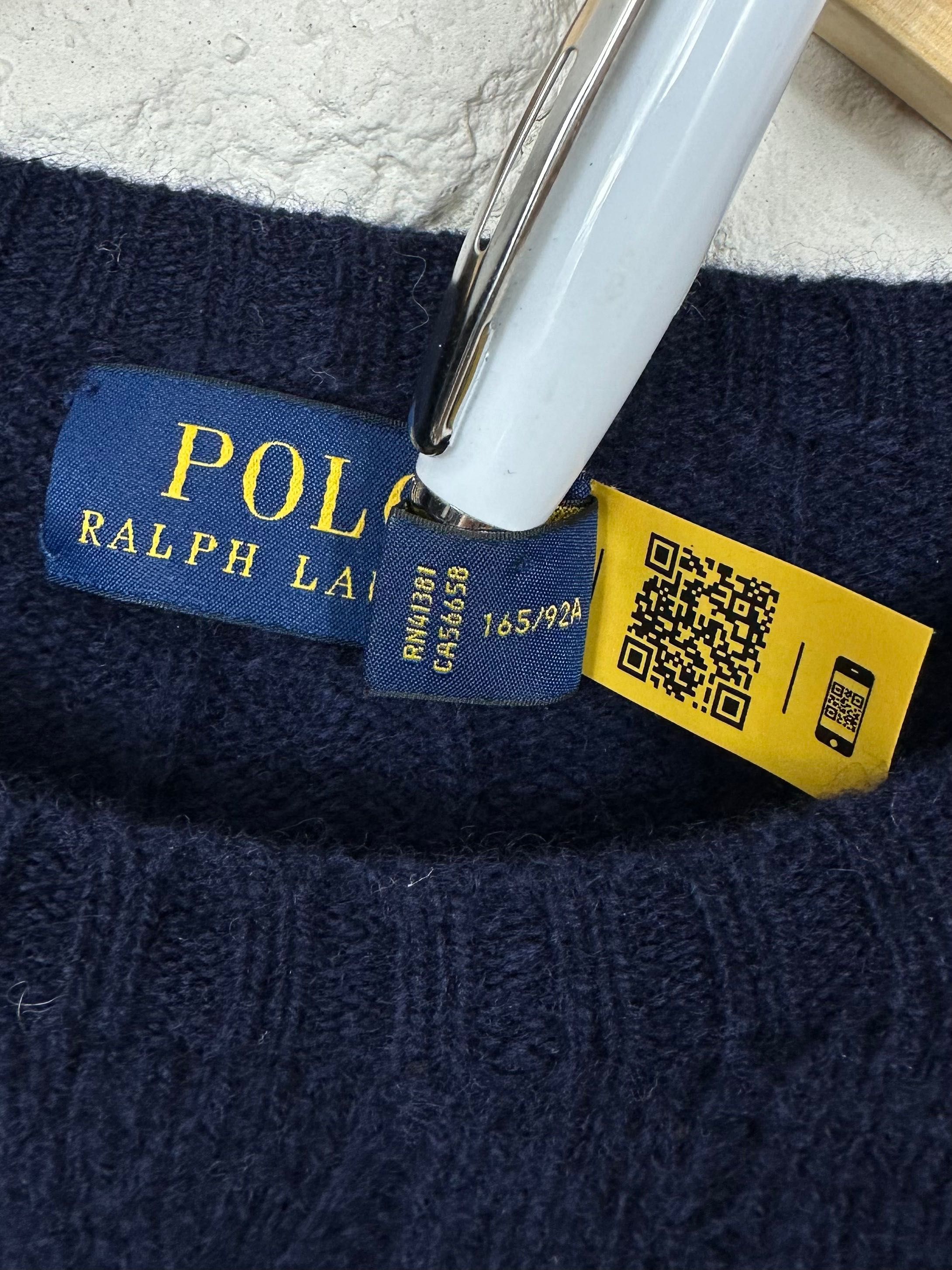 Sweter damski polo Ralph Lauren; warkocz - wełna i kaszmir