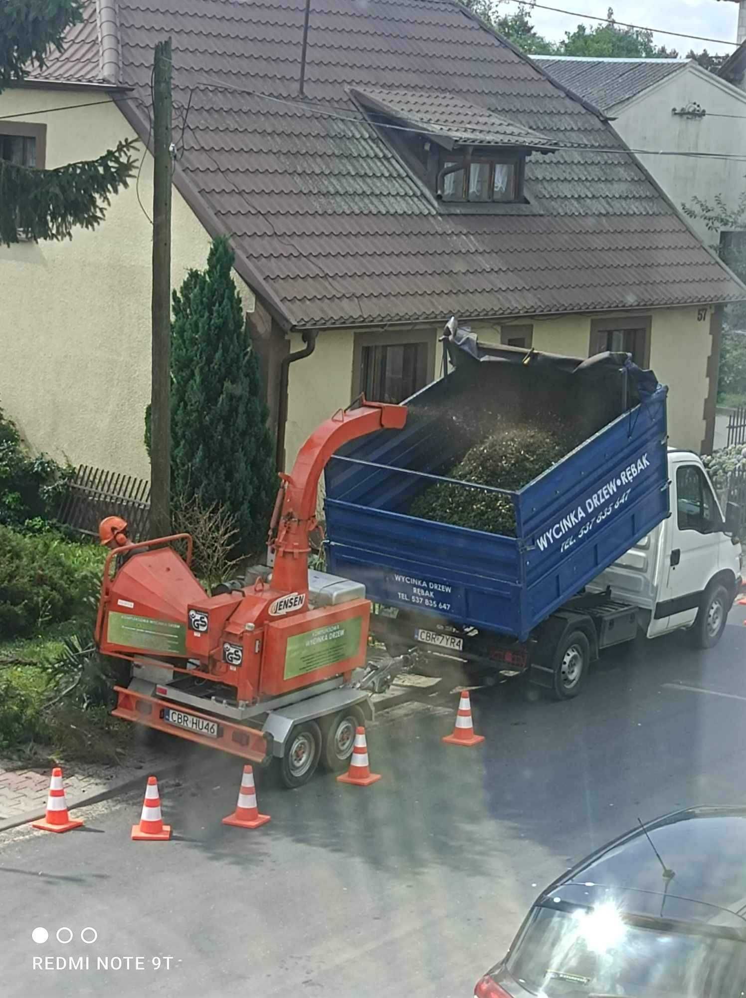 Wycinka drzew, rębak, frezowanie pni, mobilny trak, tartak