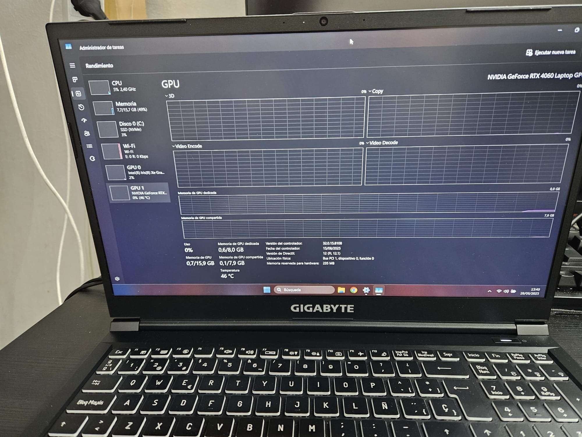 Laptop RTX 4060 Gigabyte