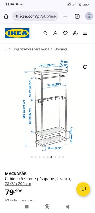 Cabide com estante Ikea