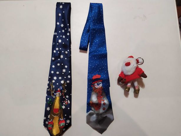 Галстук(краватка) брелок с новогодним принтом,музыкой,светом Новый год