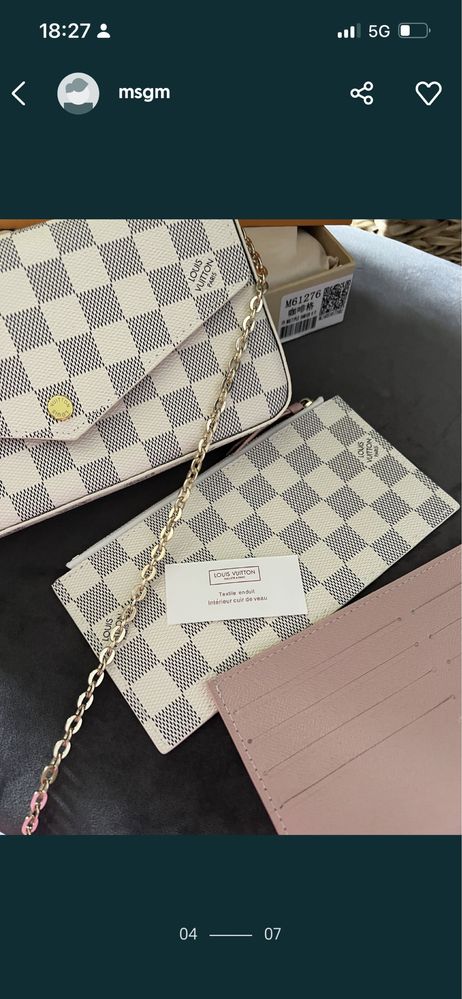 Torebka Louis Vuitton lv felicie monigram biala krata