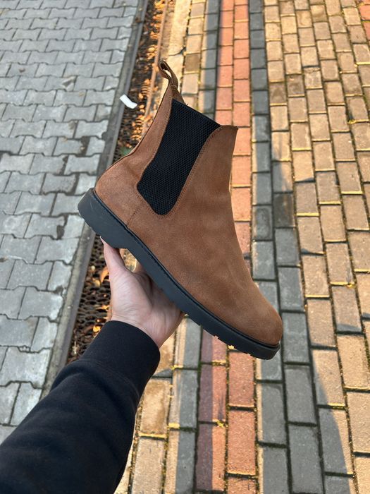 Selected Homme (45) черевики замша челсі ботинки шкіра коричневі