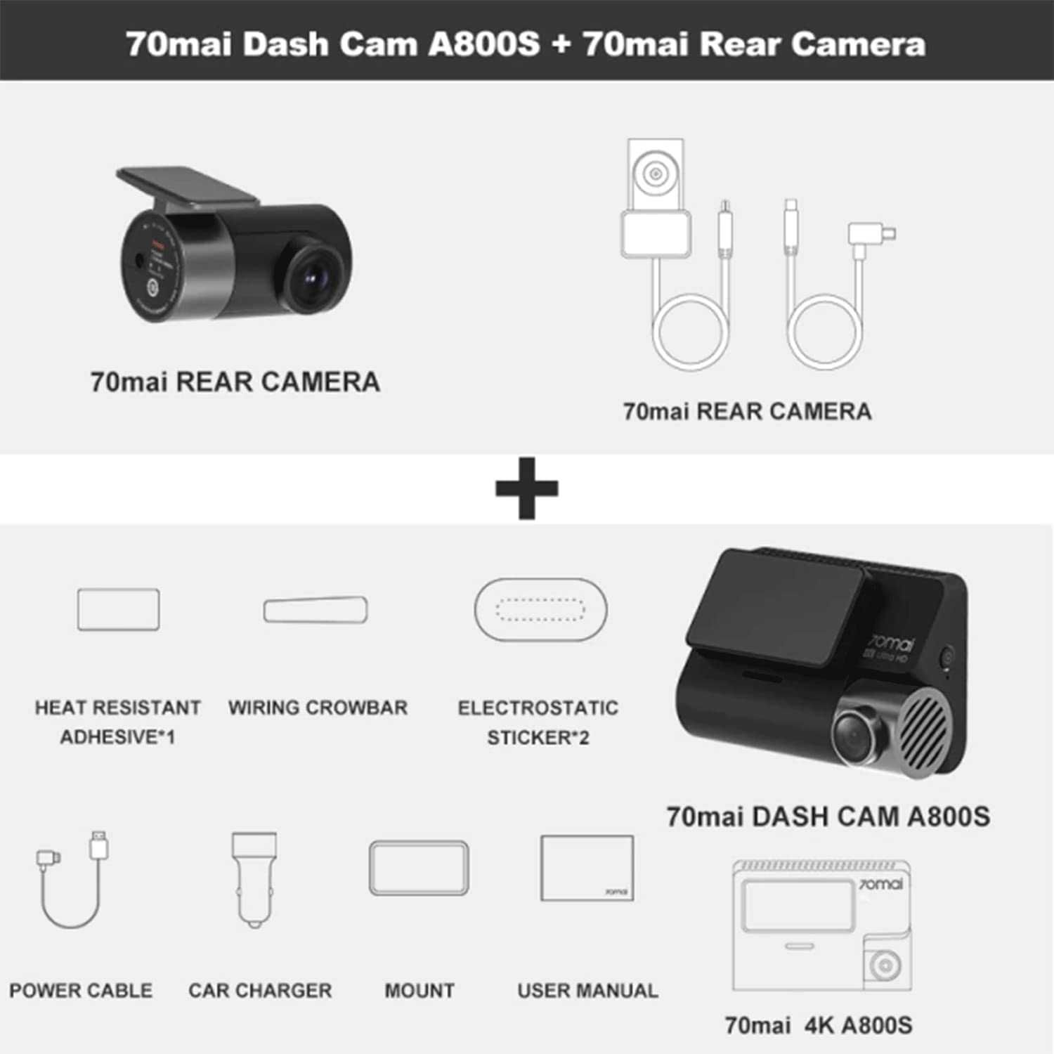 Kamera samochodowa 70MAI DASH CAM A800S + RC06