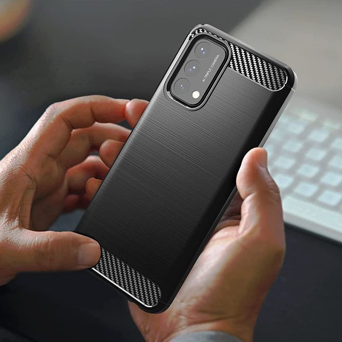 Carbon Case Elastyczne Etui Pokrowiec Oneplus Nord N200 5G Czarny