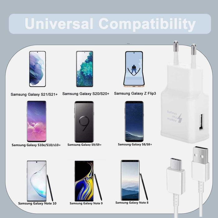 Ładowarka USB z kablem ładującym USB C o dł. 1,5 m do Samsung Galaxy