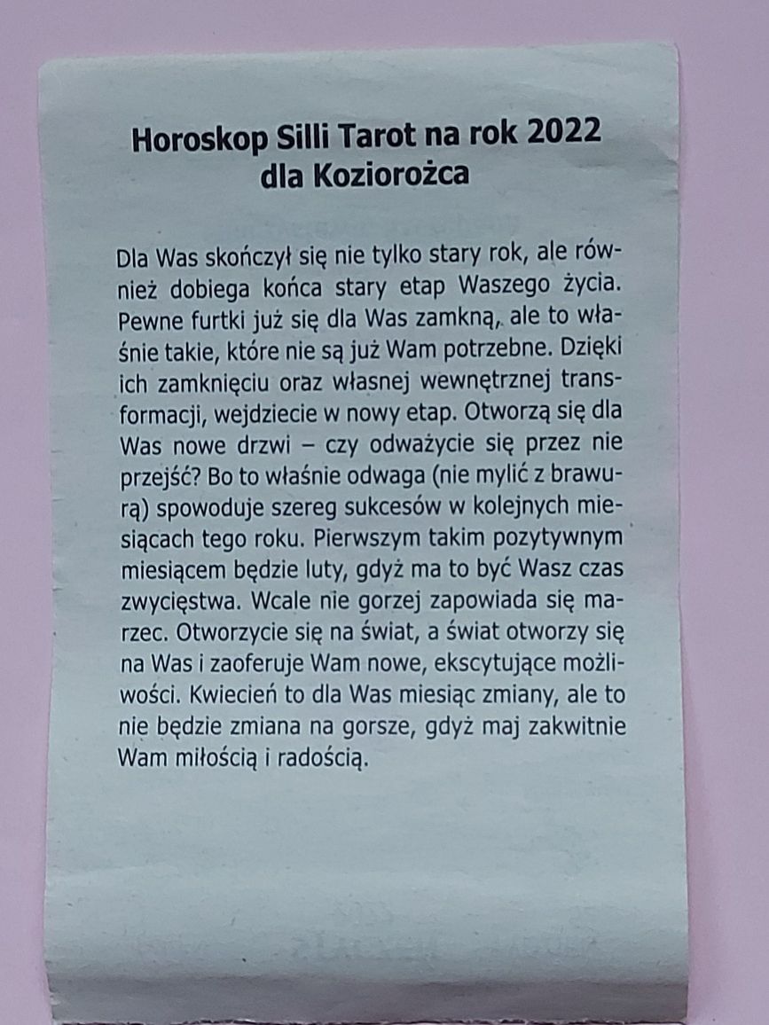 Kartka z kalendarza 2022rok