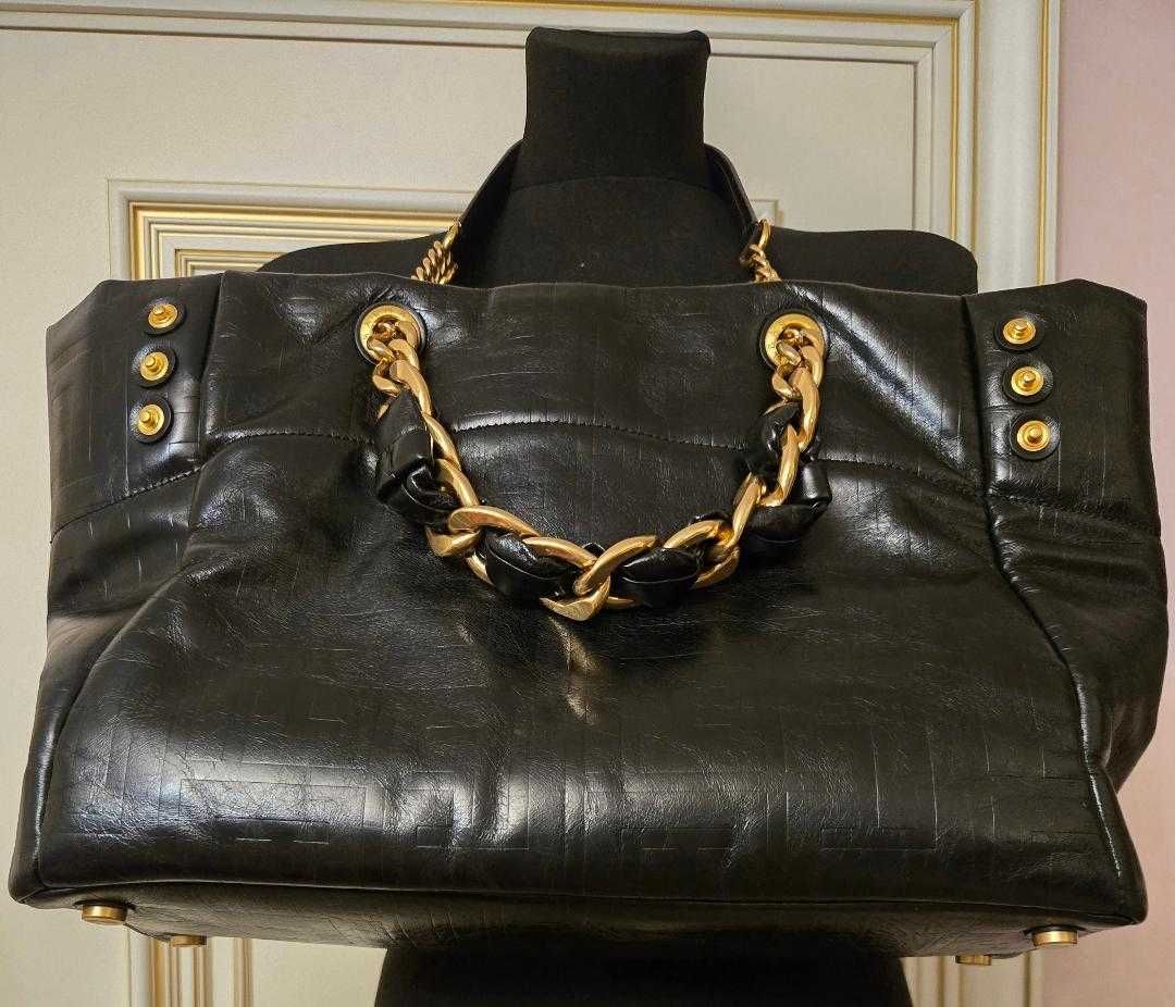 "BALMAIN " 1945 Miękka torba na ramię z pękniętej skóry cielęcej