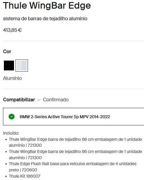 Thule WingBar Edge barras de tejadilho BMW S2 Active Tourer 2014 a2022