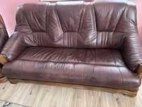 Skórzany komplet sofa rozkładana + fotele