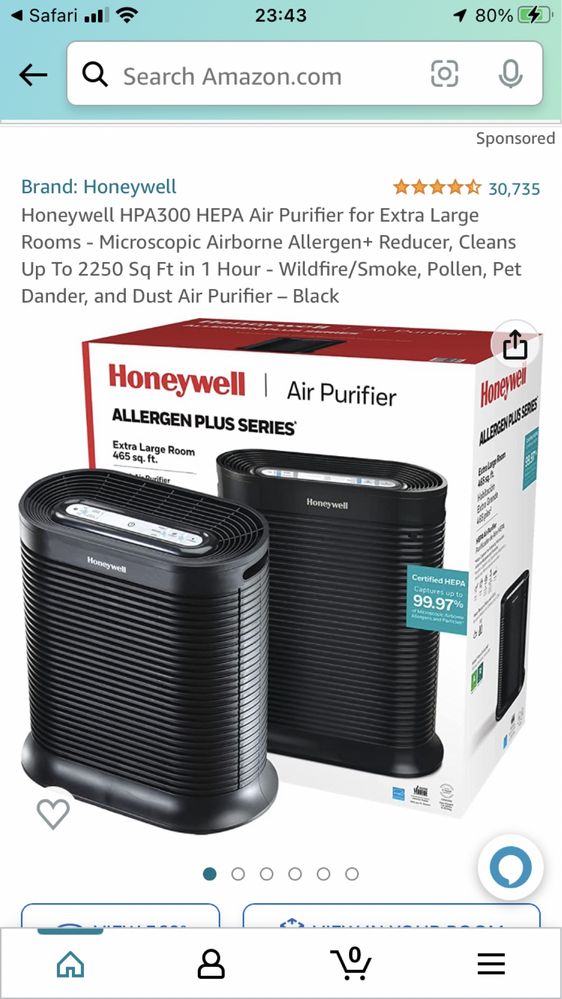 Очищувач повітря Honeywell True HEPA HPA300 США USA