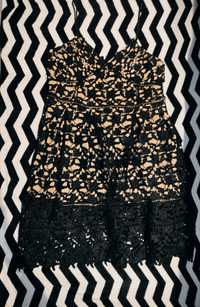 Sukienka koronkowa wieczorowa, czarna na ramiączkach r. XXL, XL, 16