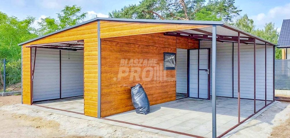 Garaż Blaszany 4x6m Wiata 4x6m Brama Uchylna Okno  Dwuspadowy GP431