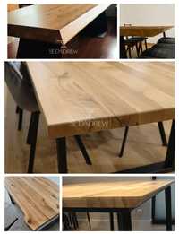 Stół stolik drewniany dębowy rozkładany loft blat lity oflis