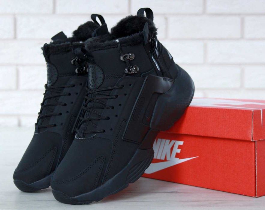 Мужские зимние кроссовки с мехом Nike Huarache Acronym "Black" 40-45