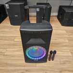 Coluna Bluetooth 500W/USB/SD/2 Micros/FM/Trolley/Efeitos LED