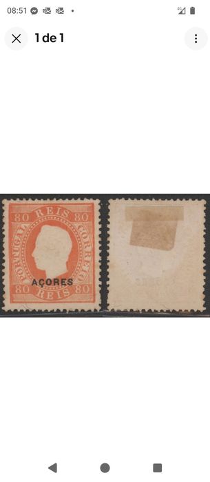 1882/1884 Açores Selo Da Série D° Luís I Fita Direita MLH S/ Goma