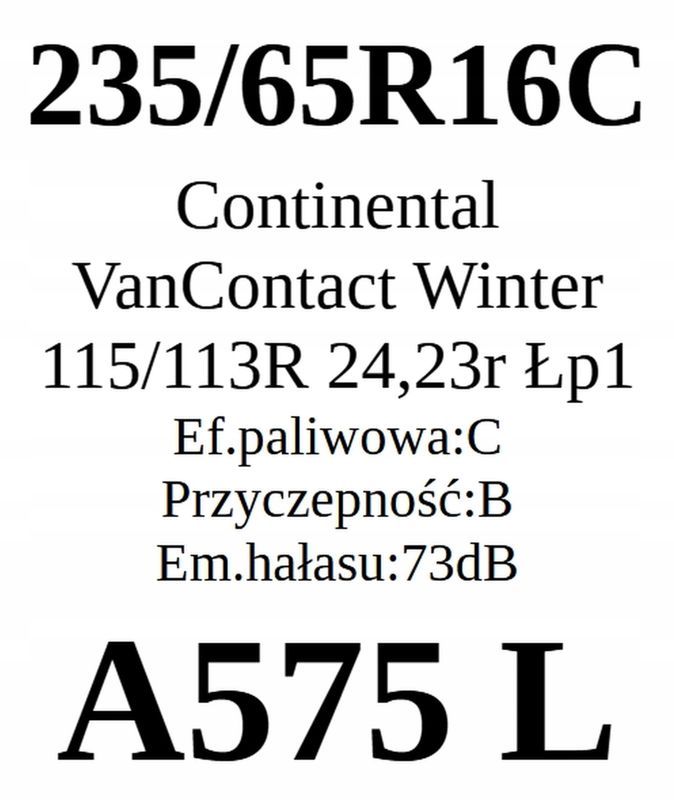 2x 235/65r16c Continental VanContactWinter 115/113r Jak Nowe