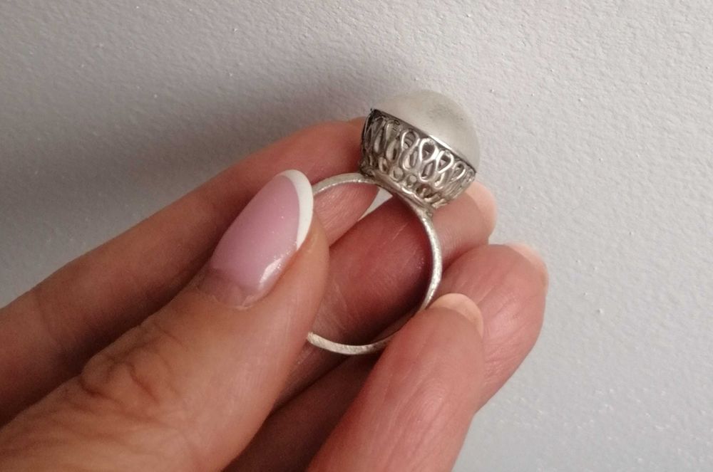 Warmet Orno kopułka srebrny stary pierścionek PRL 19 / 20