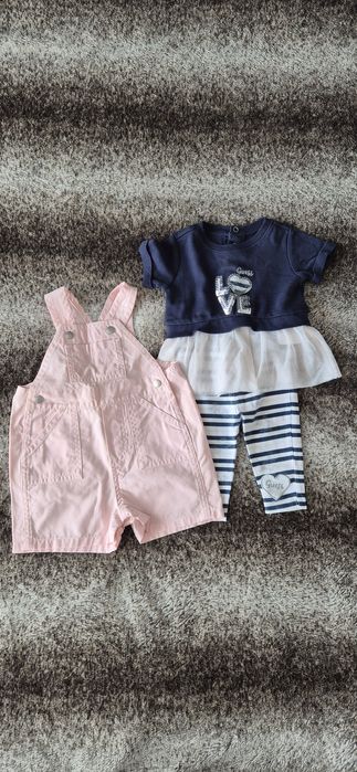 Zestaw dla dziewczynki spodnie ogrodniczki leginsy bluzka 62 cm