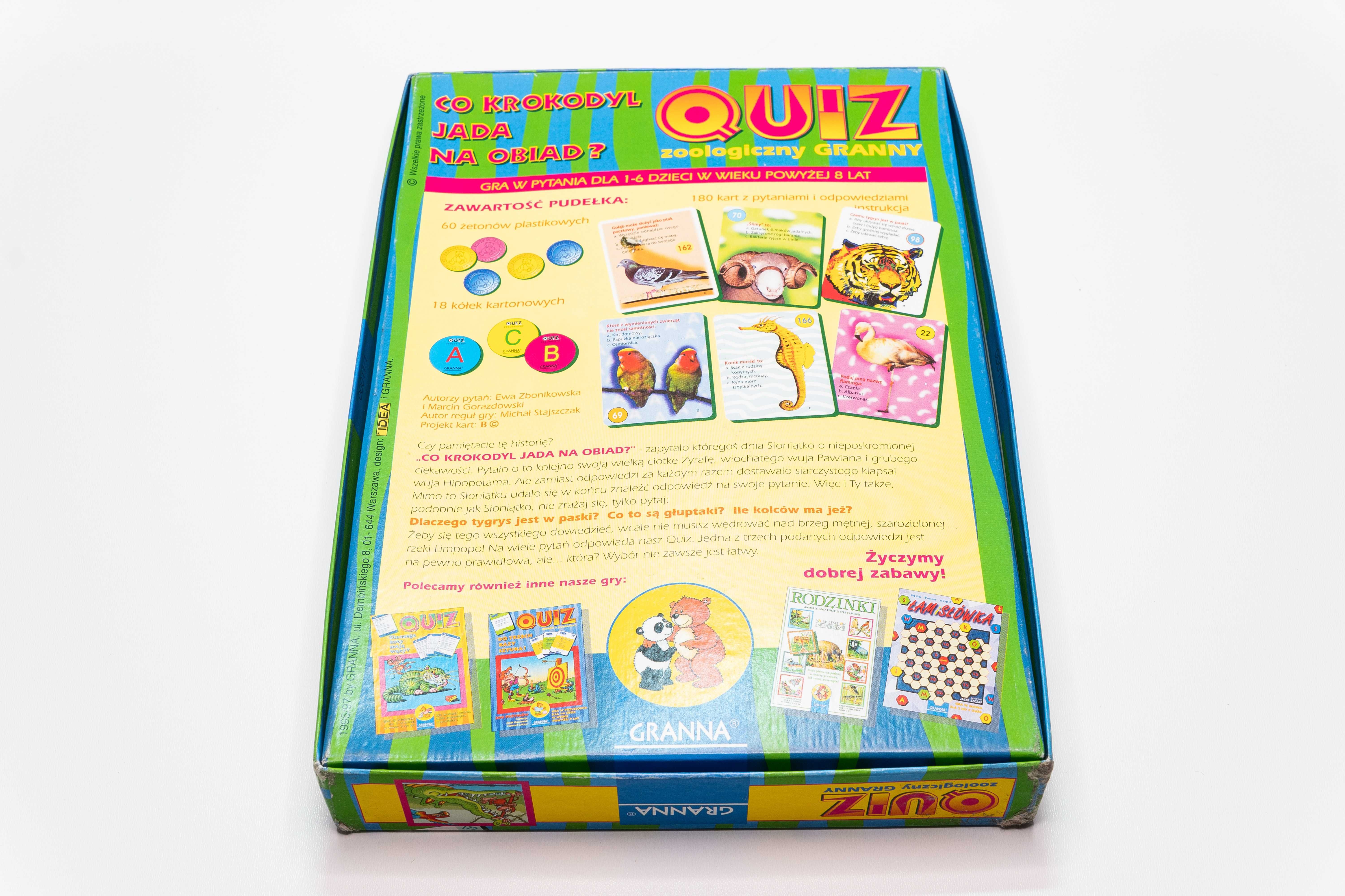 Gra edukacyjna Granna QUIZ zoologiczny Co krokodyl jada na obiad?