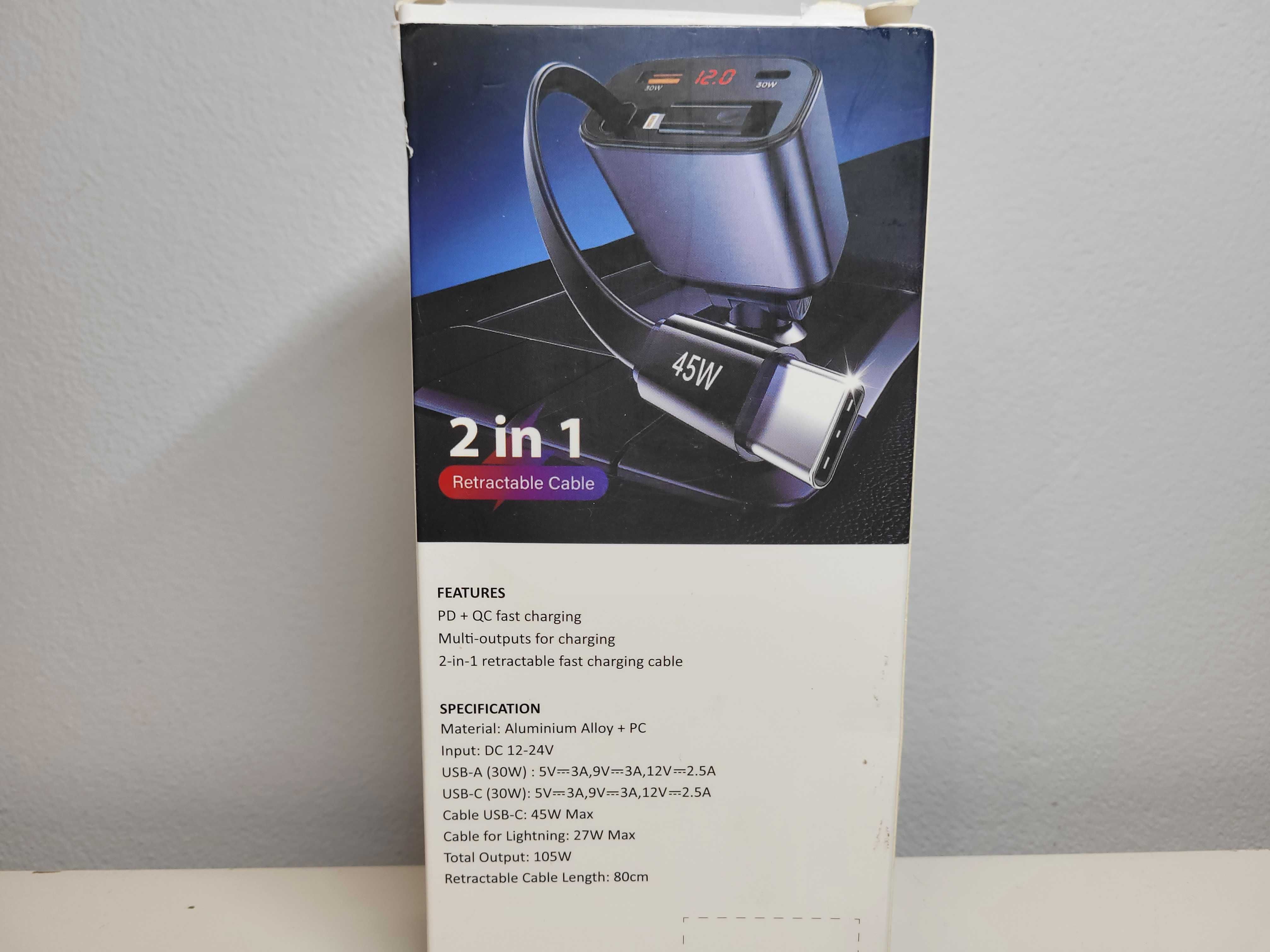 Ładowarka samochodowa USB C, IPhone Szybka Quick Charge 105W