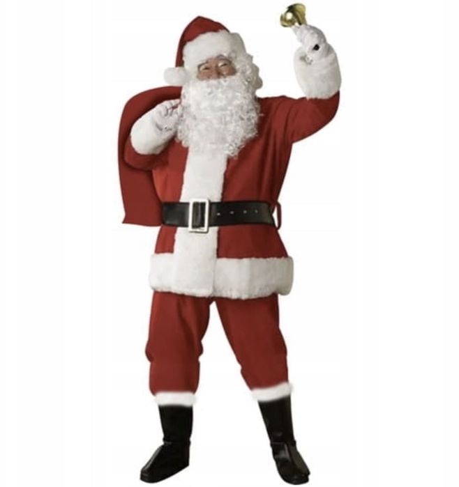 Profesjonalny Strój Kostium Świętego Mikołaja 13 el. Welurowy Miękki