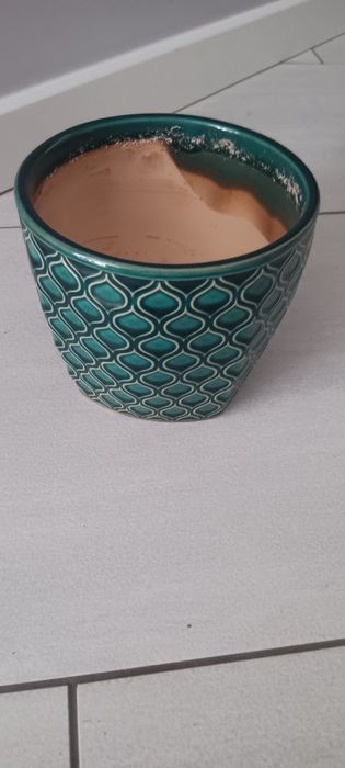 Doniczka turkusowa 14 cm średnicy