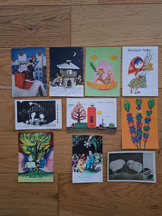 Stare pocztówki świąteczne PRL lata 60/70 Mackiewicz Stanny
