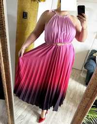 Sukienka maxi ombre plisowana 50 52 54 plus size