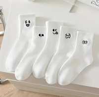 Белые женские носки, женские носки с смайлами