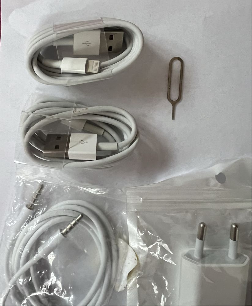 Zestaw ladowarka 2 x kabel lightening aux pin sluchawki