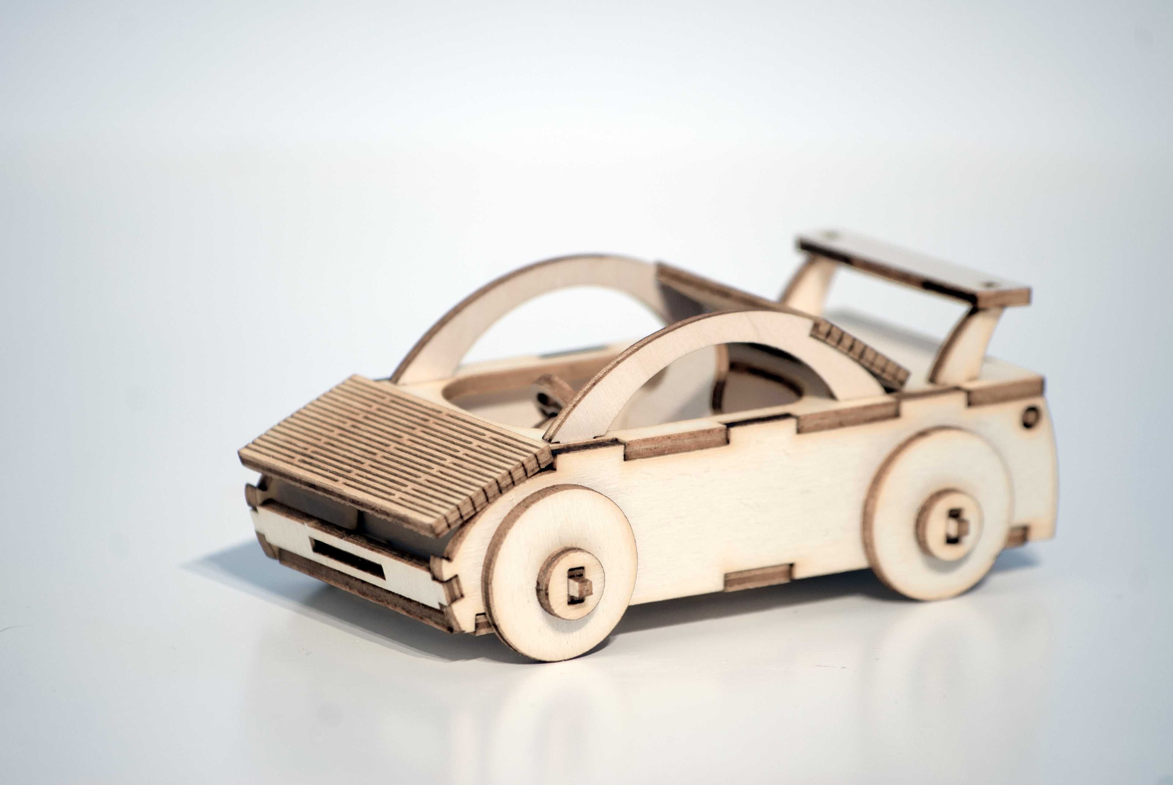 Mini samochód, drewniane puzzle 3D składanka