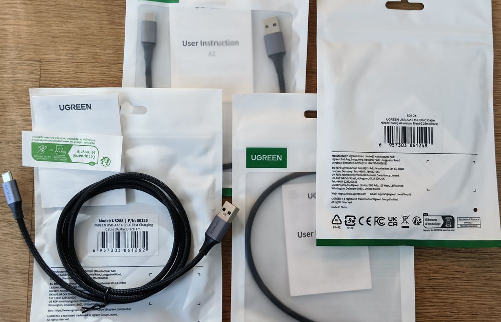 Кабель Type-C, Rocoren 60w, 100w, Кабелі UGREEN, USB, Micro-USB/Type C