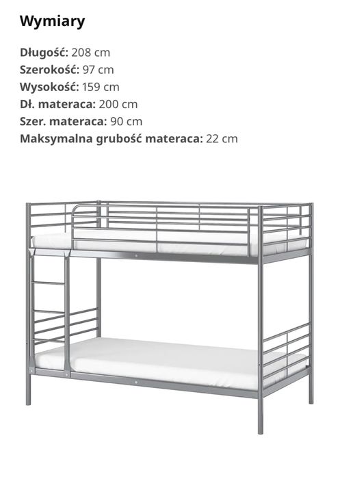 Lóżko pietrowe Svarta Ikea + dostawka Svarta