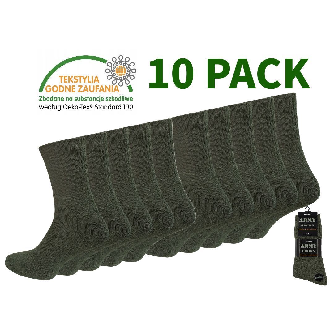 10x Skarpety Army Zielone WOJSKOWE MORO 10-PACK 43-46