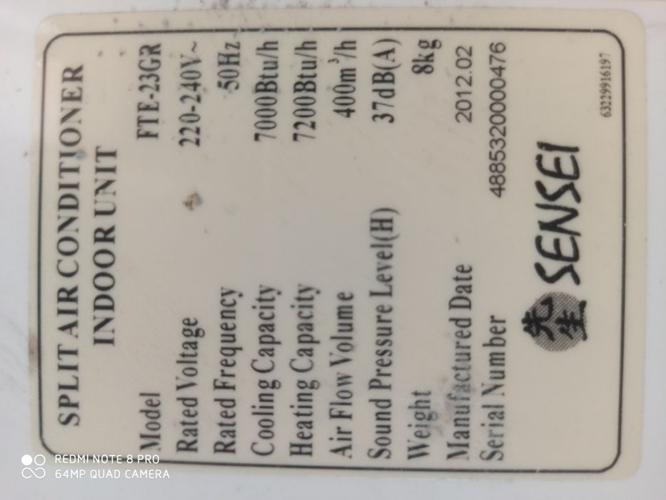 Кондиционер сенсей 7ка на 21 м2 4000грн.