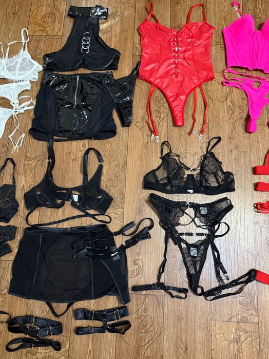 Еротична білизна белье комплект ліф труси гартери пояс латекс М та Л
