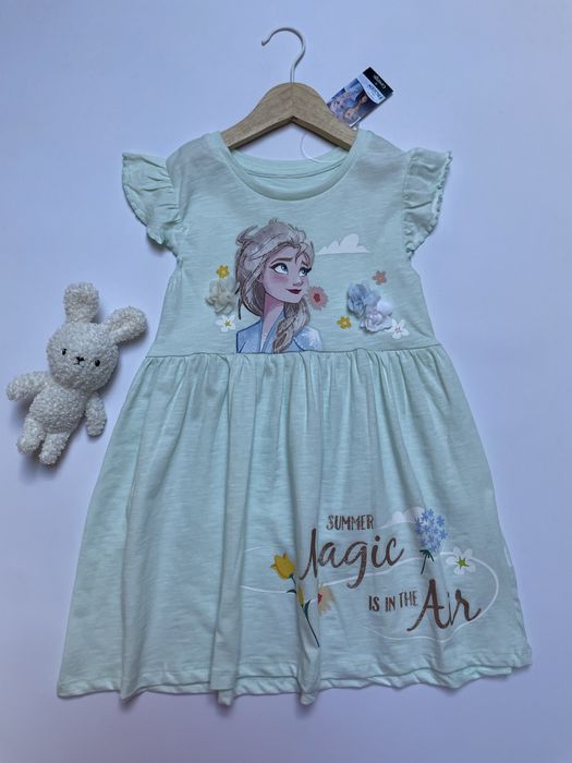 116 122 George Elsa Disney Frozen bawełniana sukienka princess miętowa