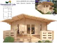 Casa madeira BONITA 50m² T1 - 44/68mm Terraço 8.3m²  Prefab.-3 Modelos