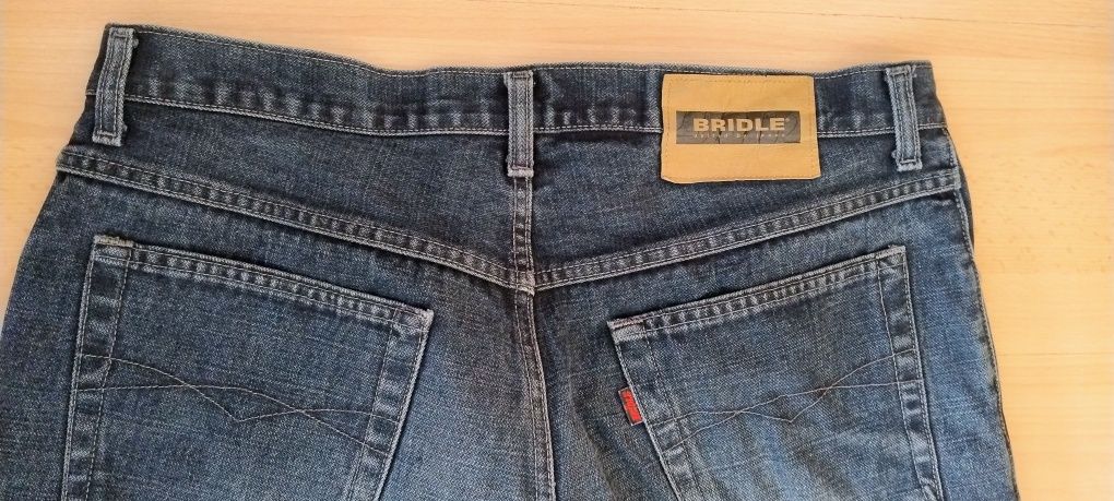 Spodnie męskie Bridle Jeans z szeroką nogawką, niski stan, ciemny jean